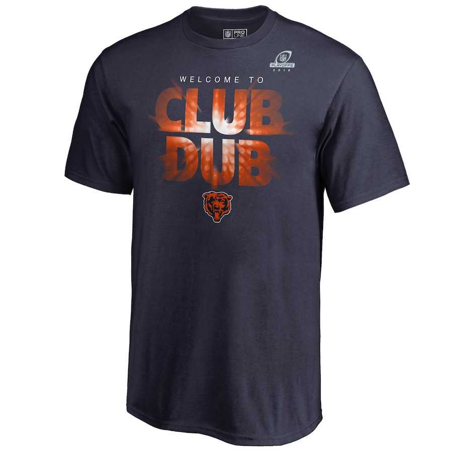 Men's Bears Navy 2018 NFL Playoffs Club Dub T-Shirt,We sell and wholesale Men's Bears Navy 2018 NFL Playoffs Club Dub T-Shirt on line form chian!